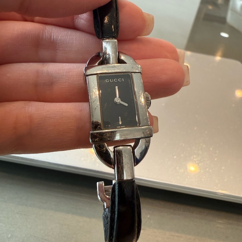 Gucci Silver and Black Watch